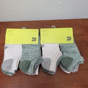 All in Motion Kids No-Show Socks - Green and White 2 Packs Nwt